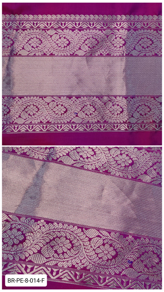 8 Inch Pure Kanchipuram Silk Zari Border – Pink with Silver Zari Floral Vine Weave