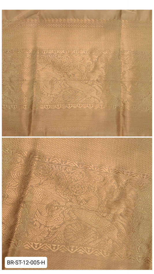 11 Inch Pure Kanchipuram Silk Zari Border – Beige with Gold Zari Floral Traditional Weave