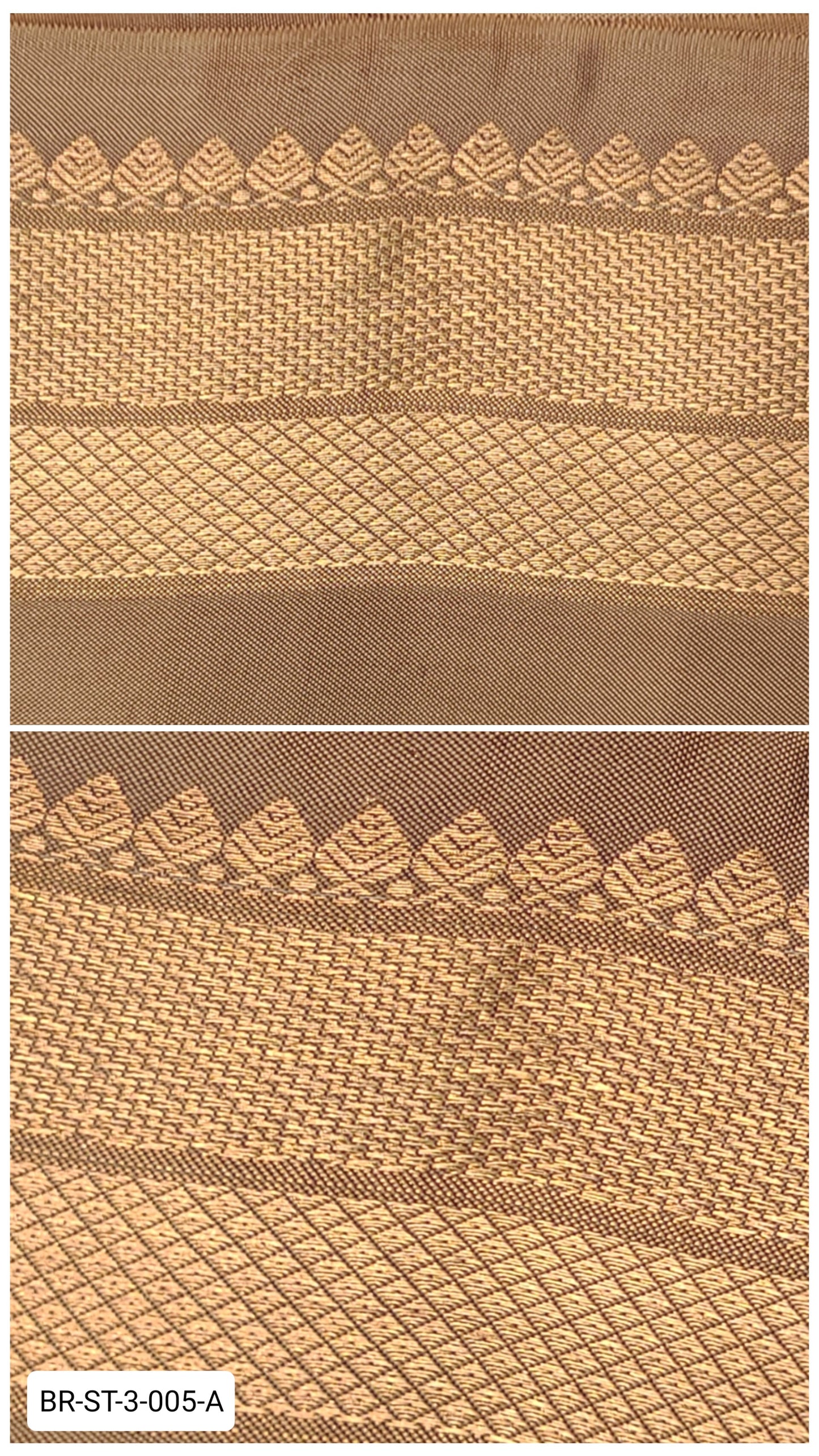 3 Inch Pure Kanchipuram Silk Zari Border – Taupe Brown with Gold Zari Temple & Diamond Weave