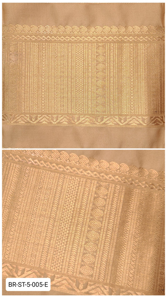 5.5 Inch Pure Kanchipuram Silk Zari Border – Stone Beige with Gold Zari Geometric Weave
