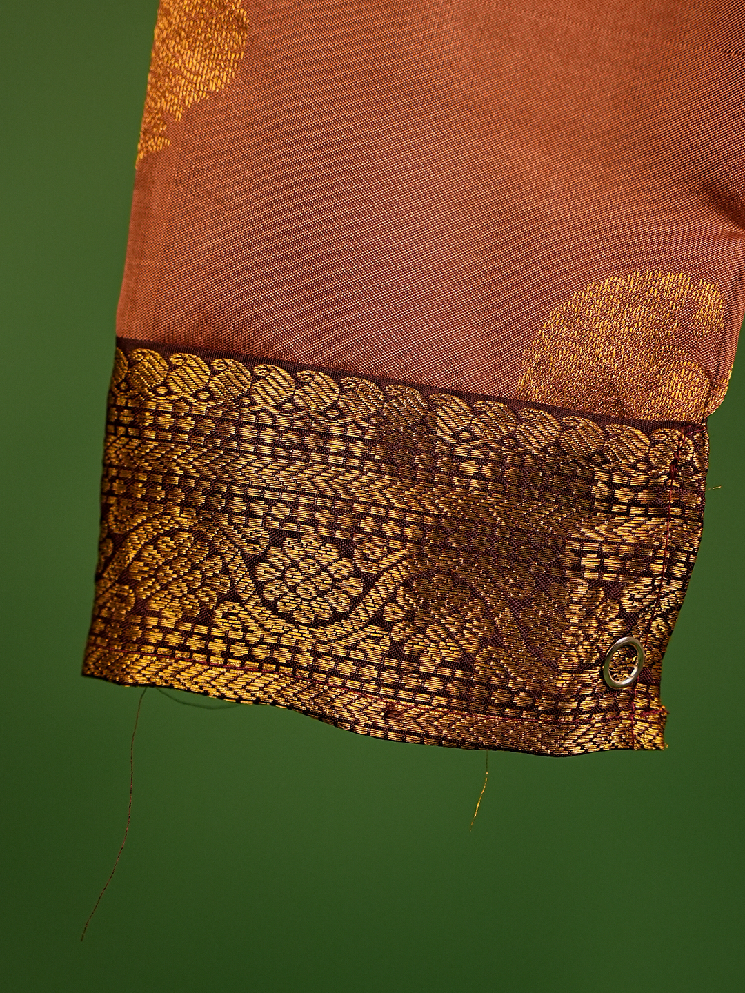 Chocolate Brown Pure Kanchipuram Silk Kurta Set – Half Sleeves with Bow Detail