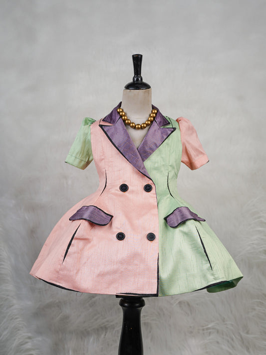 Multicolor-Canvas Coat Gown