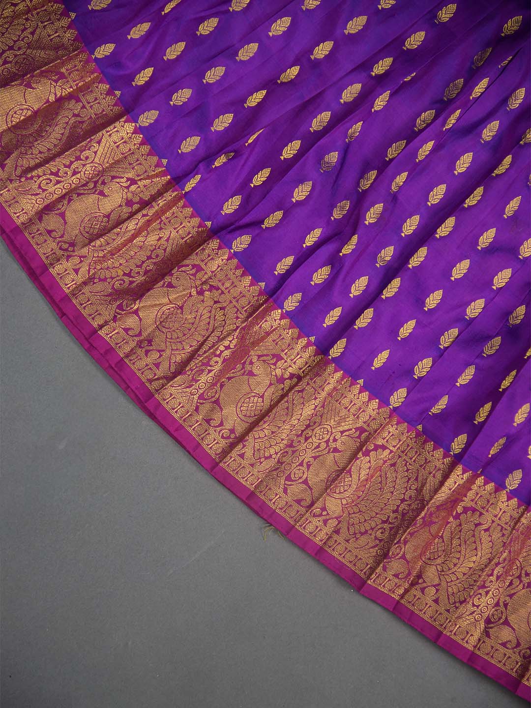 Bright Pink with Purple Kanjivaram Lehenga Set