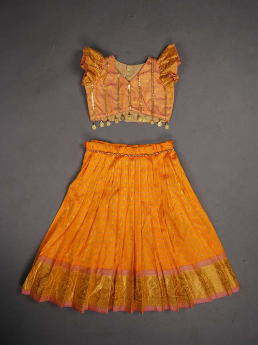 Orange Kanjivaram Lehenga Set