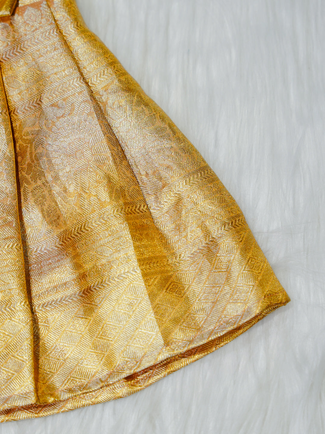 Gold & Blush Brocade Newborn Girl Gown with Booties