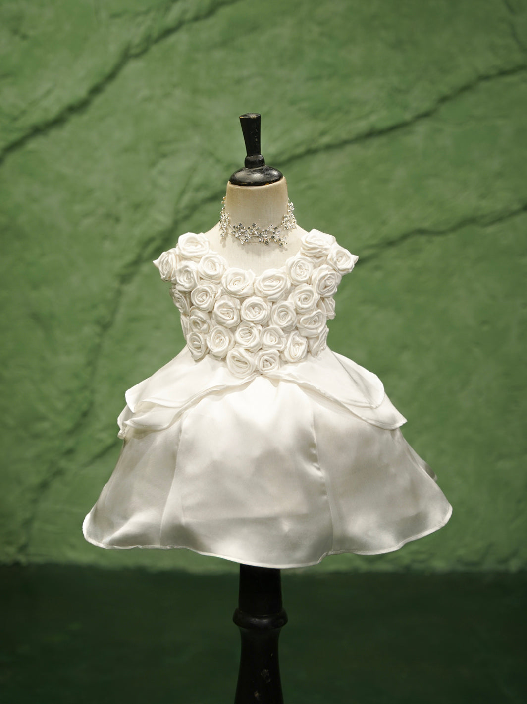 Ivory Rosette Baptism Dress for Baby Girls