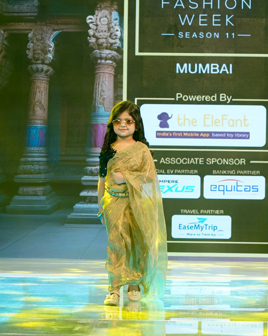 Golden Grace Saree for kids