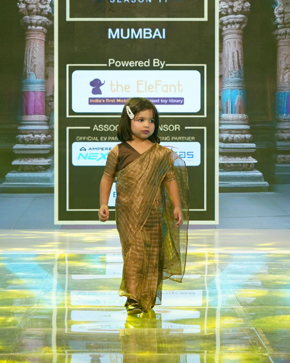 Earthy Chocolate Saree For Kids