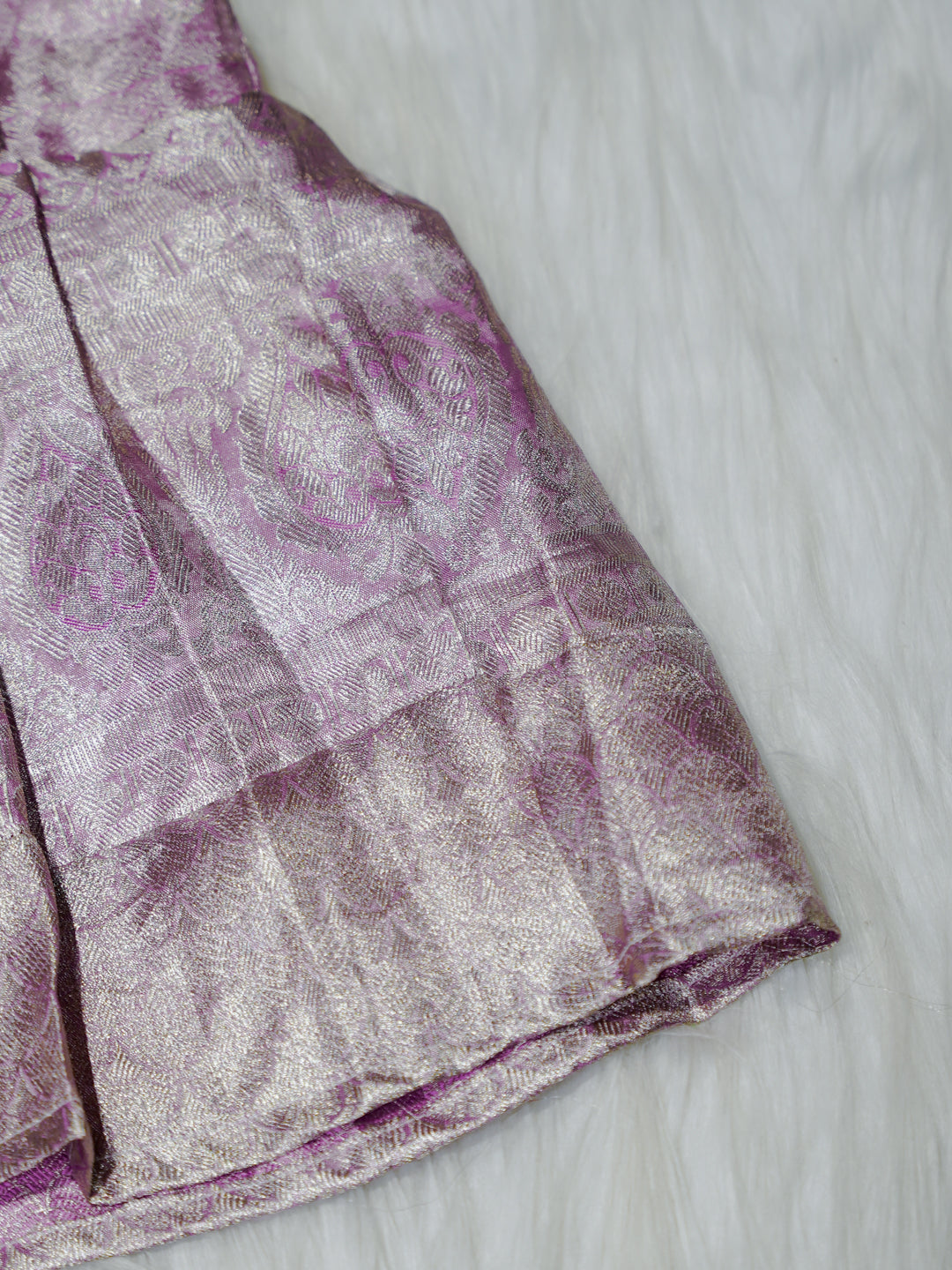 Lavender Silver Brocade Newborn Girl Gown with Booties