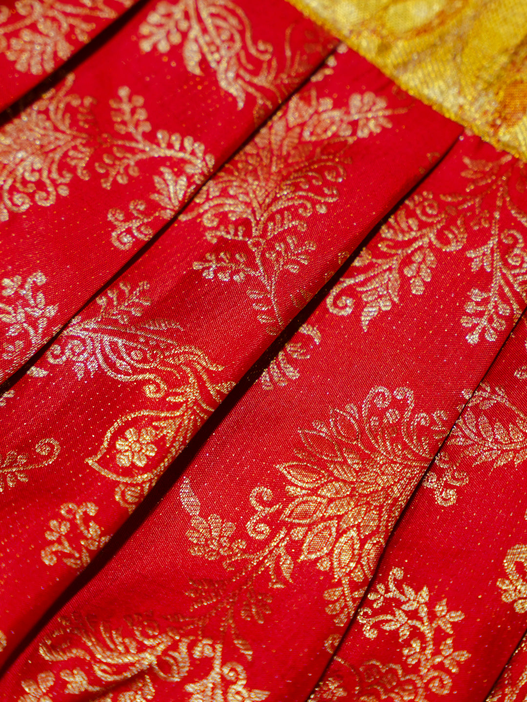 Red & Gold Brocade Newborn Girl Bubble Romper with Booties