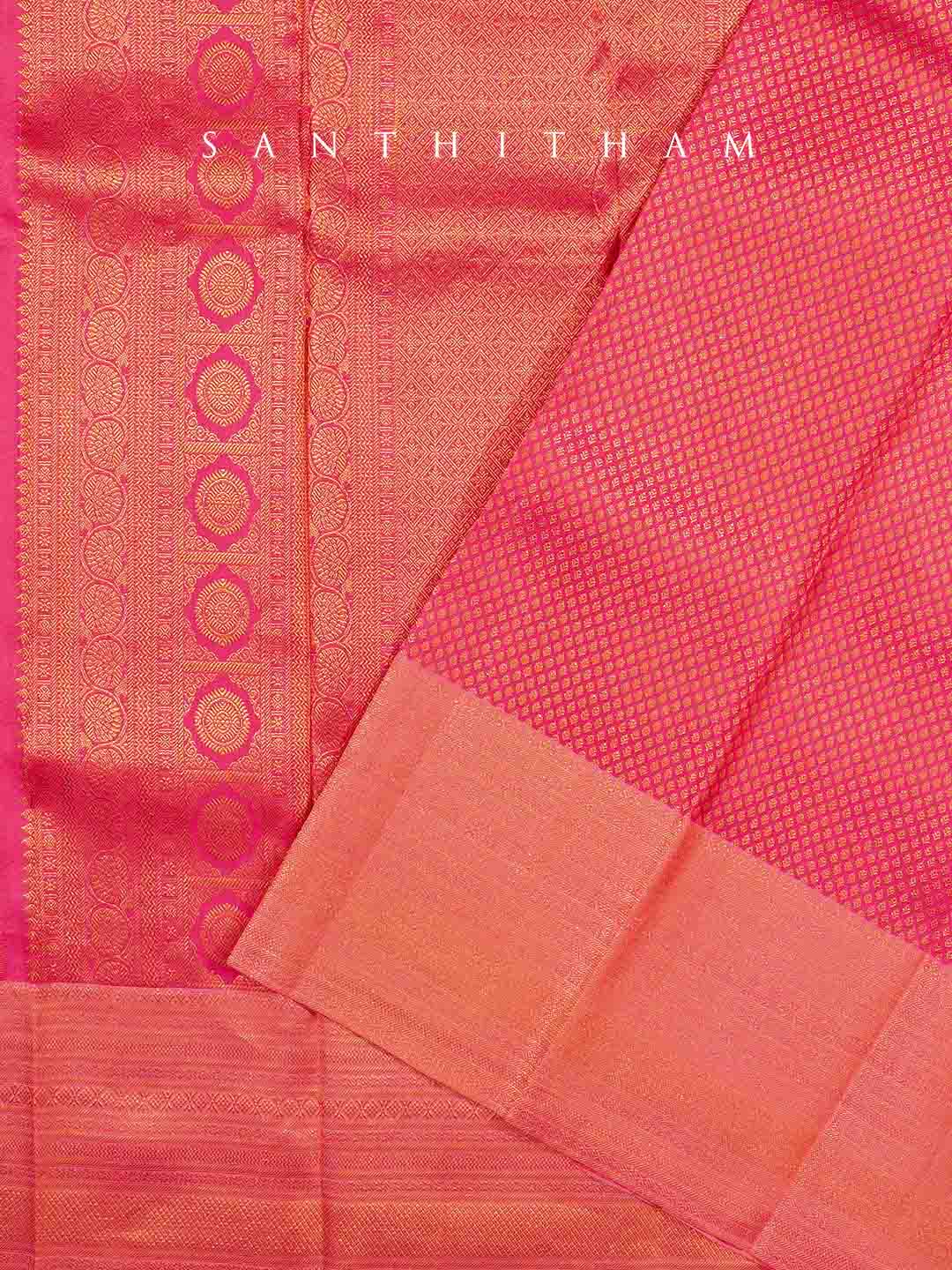 Light Grey and Peach Silk Saree