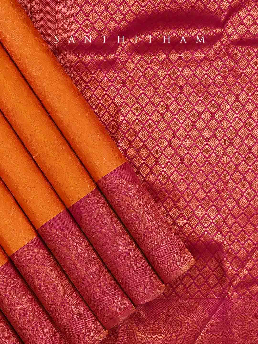 Tangerine and Rose Silk Saree