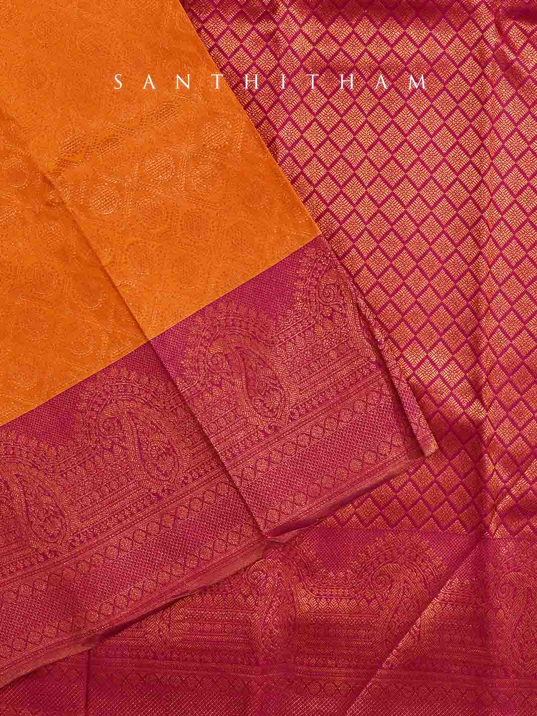 Tangerine and Rose Silk Saree