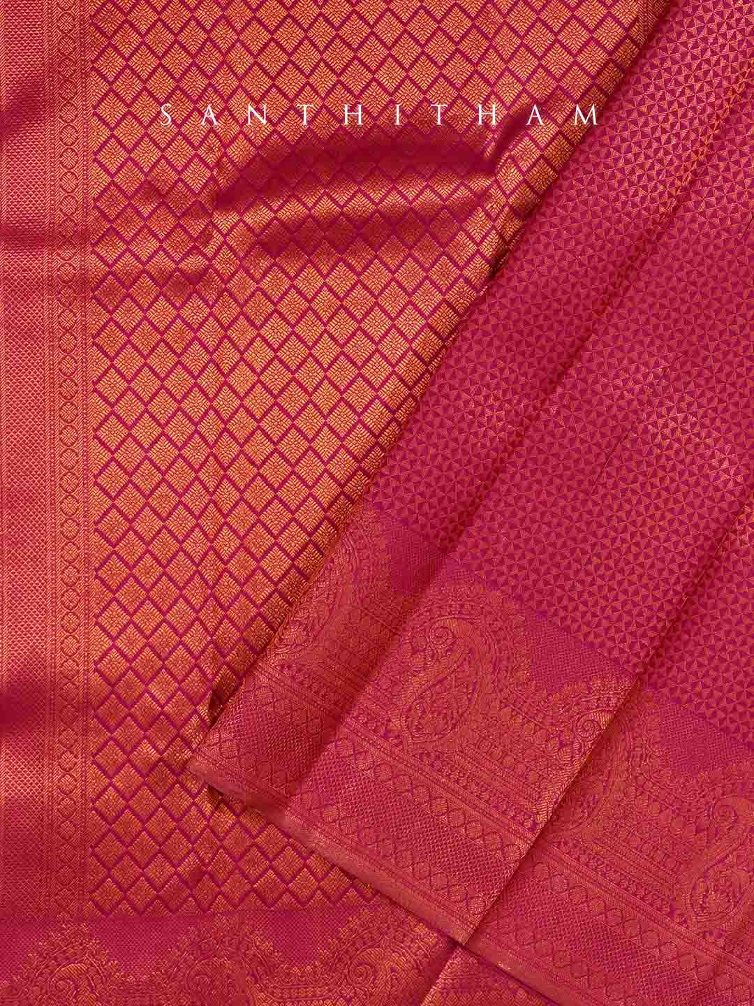 Tangerine and Rose Silk Saree