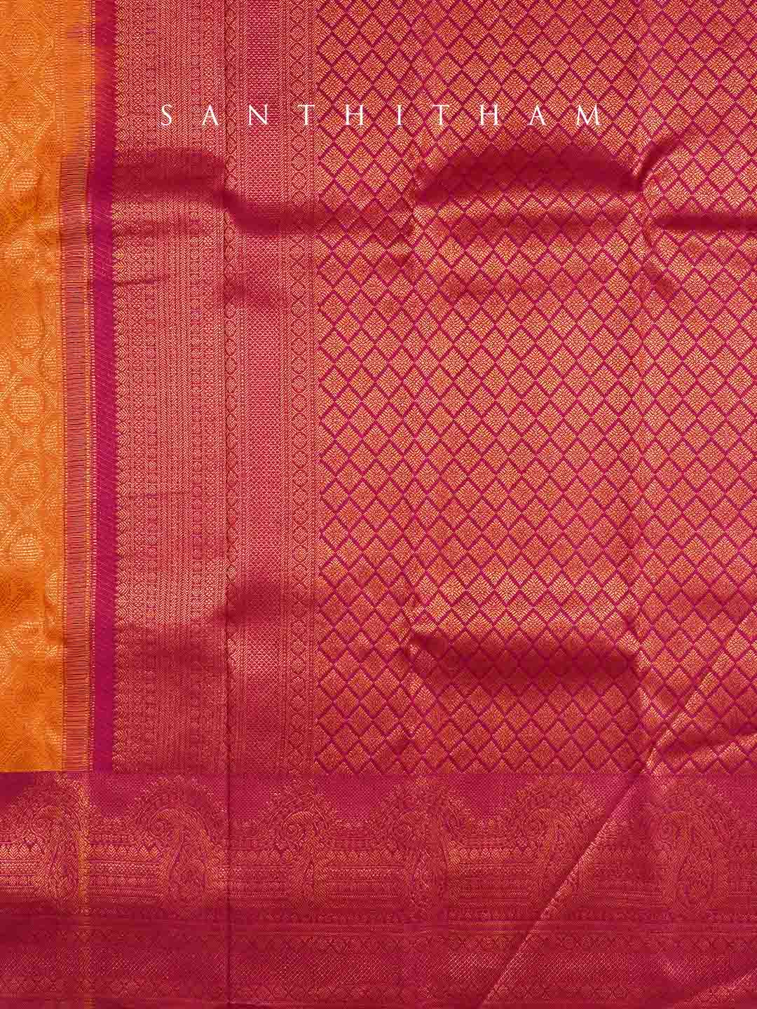 Tangerine and Rose Silk Saree