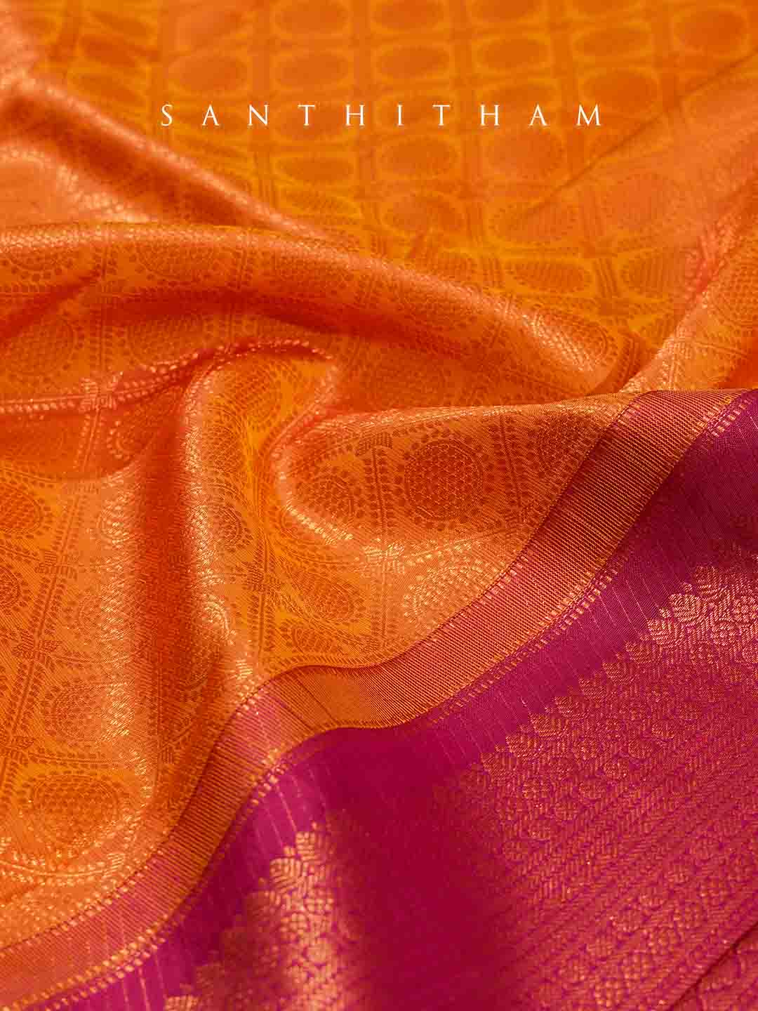 Tangerine and Rose Silk Saree