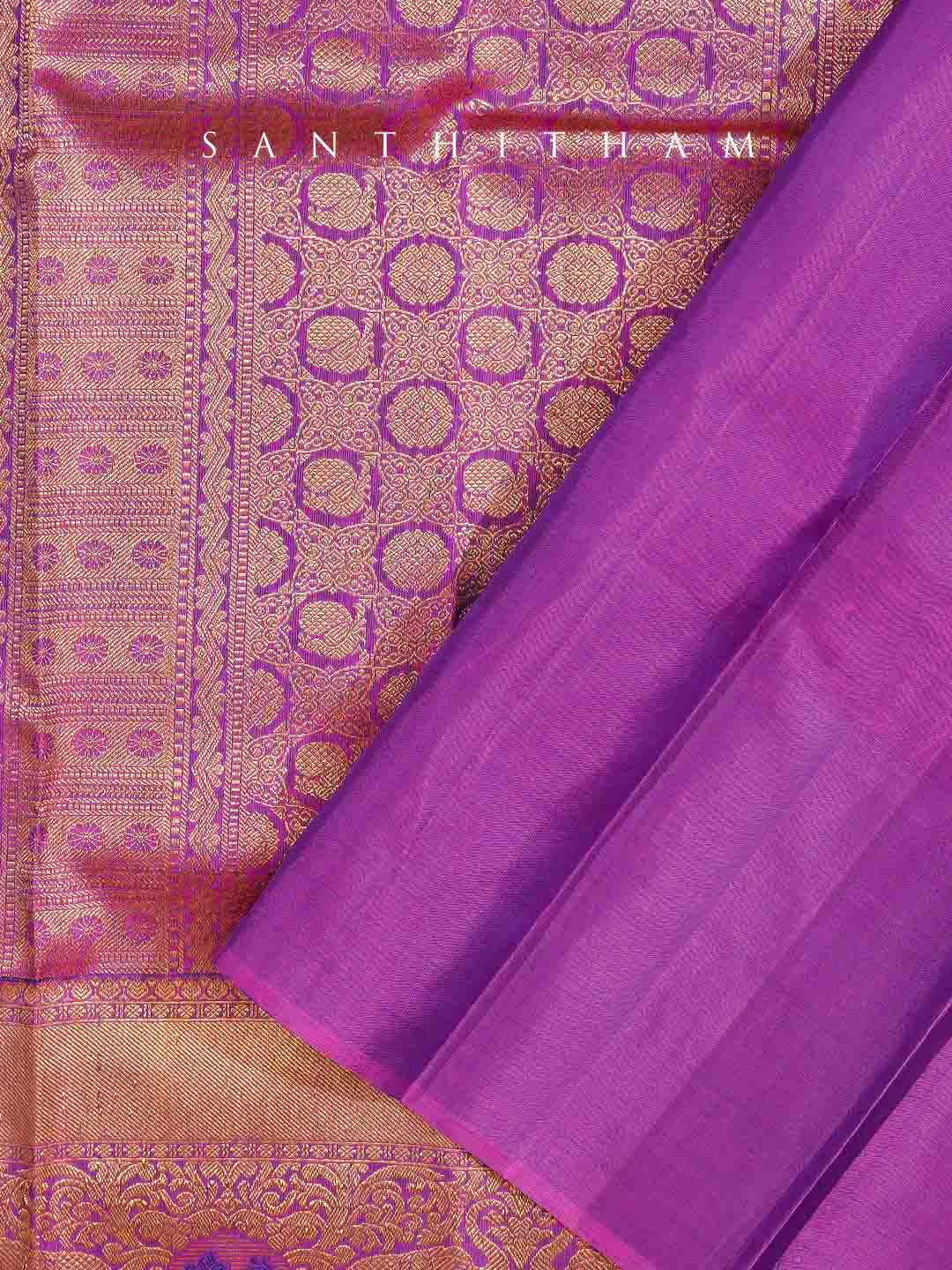 Cool Black and Red Violet Silk Saree