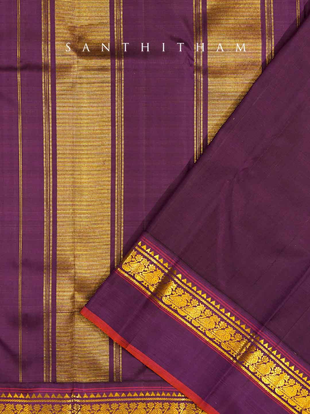 Tea Green and Violet Purple Silk Saree