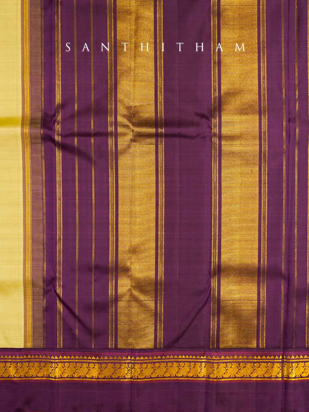 Tea Green and Violet Purple Silk Saree