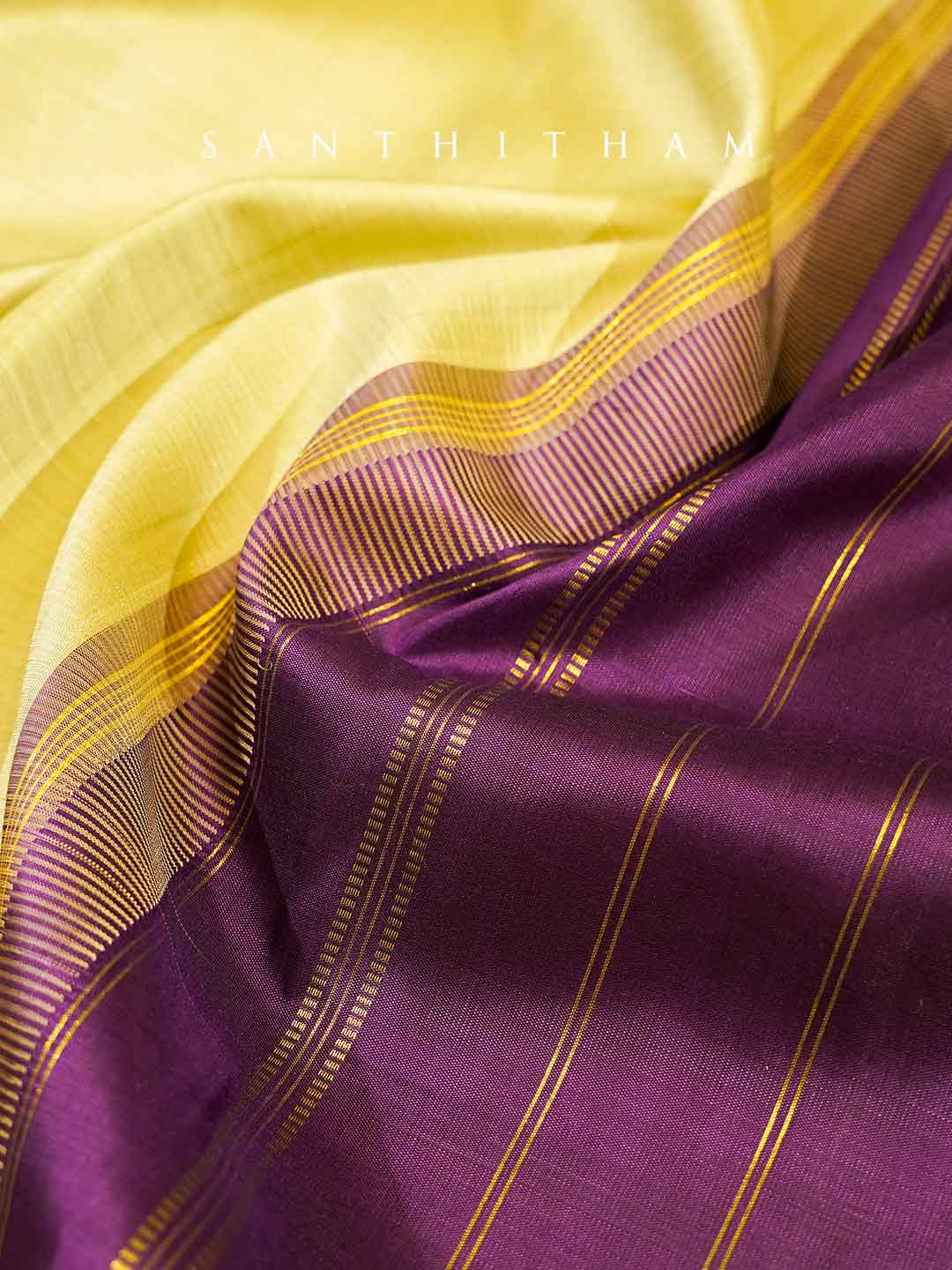 Tea Green and Violet Purple Silk Saree