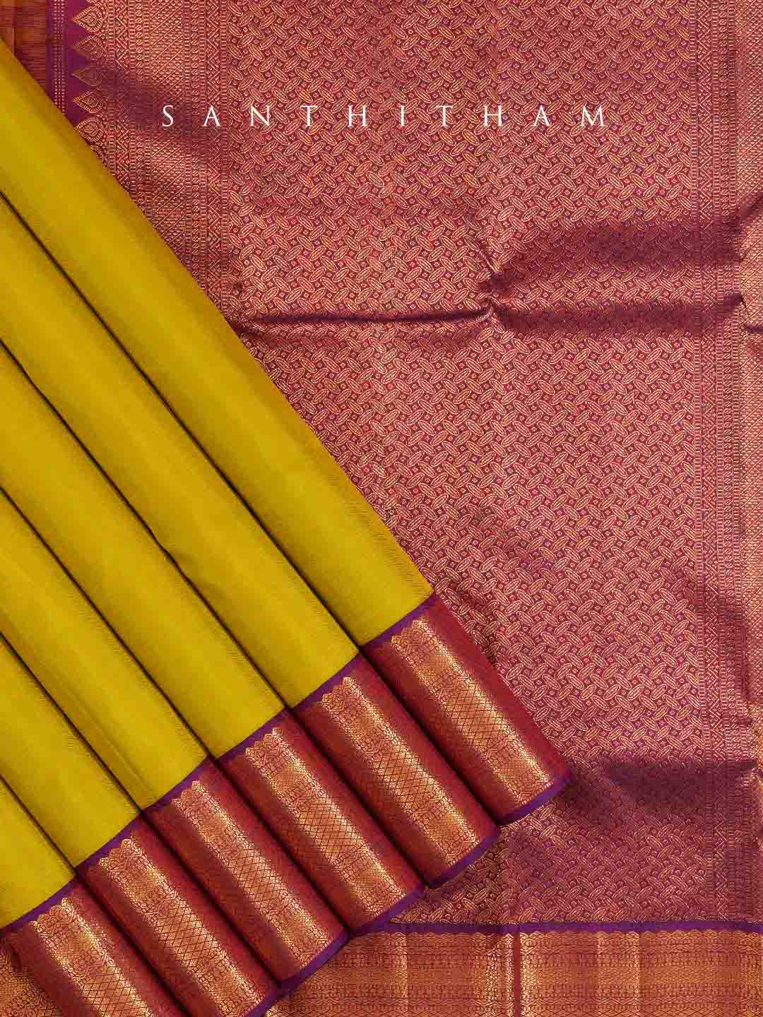 Classic Mustard and Purple Silk Saree