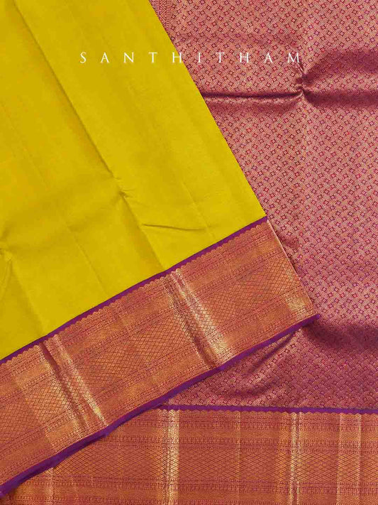 Classic Mustard and Purple Silk Saree