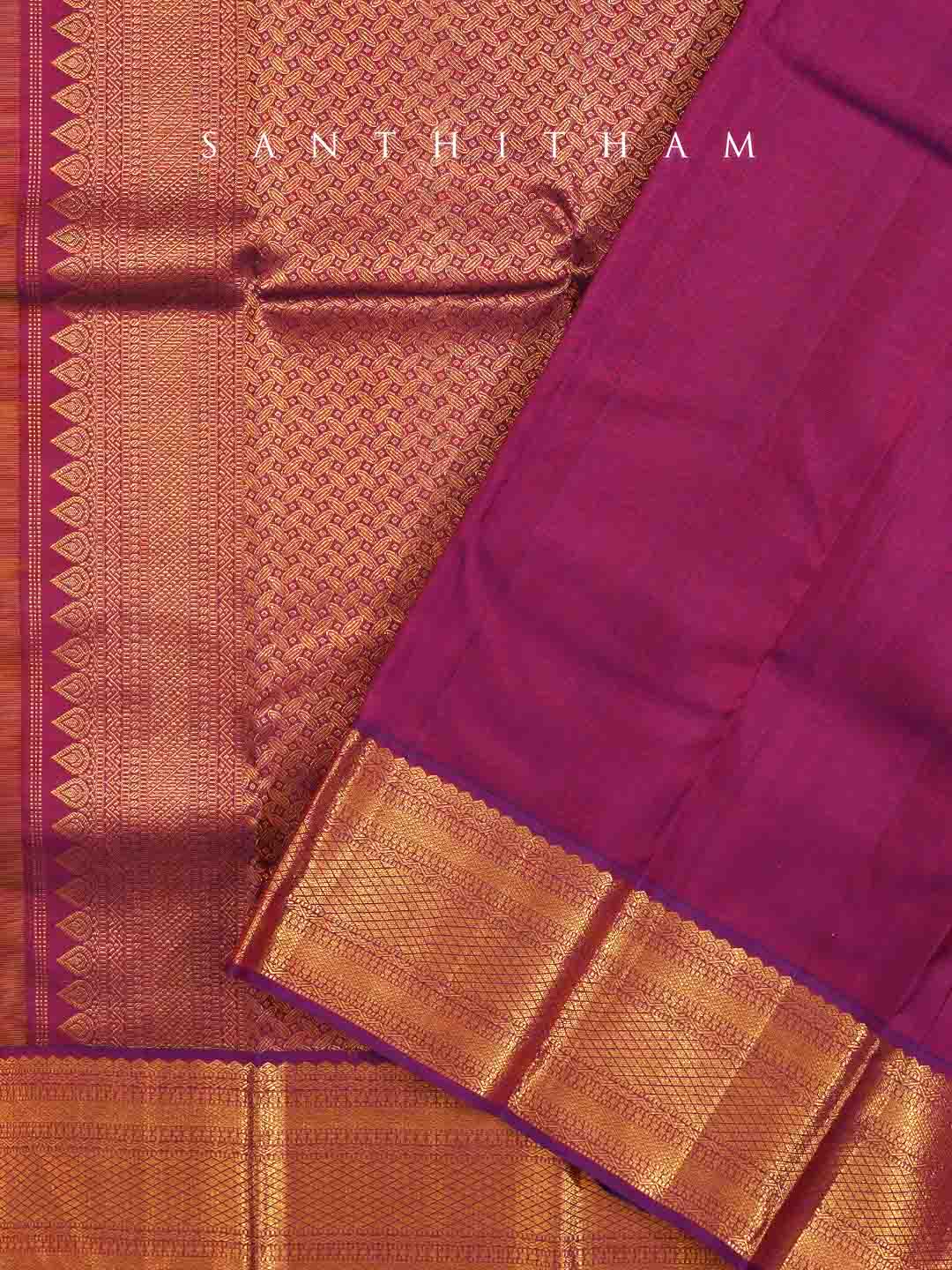 Classic Mustard and Purple Silk Saree