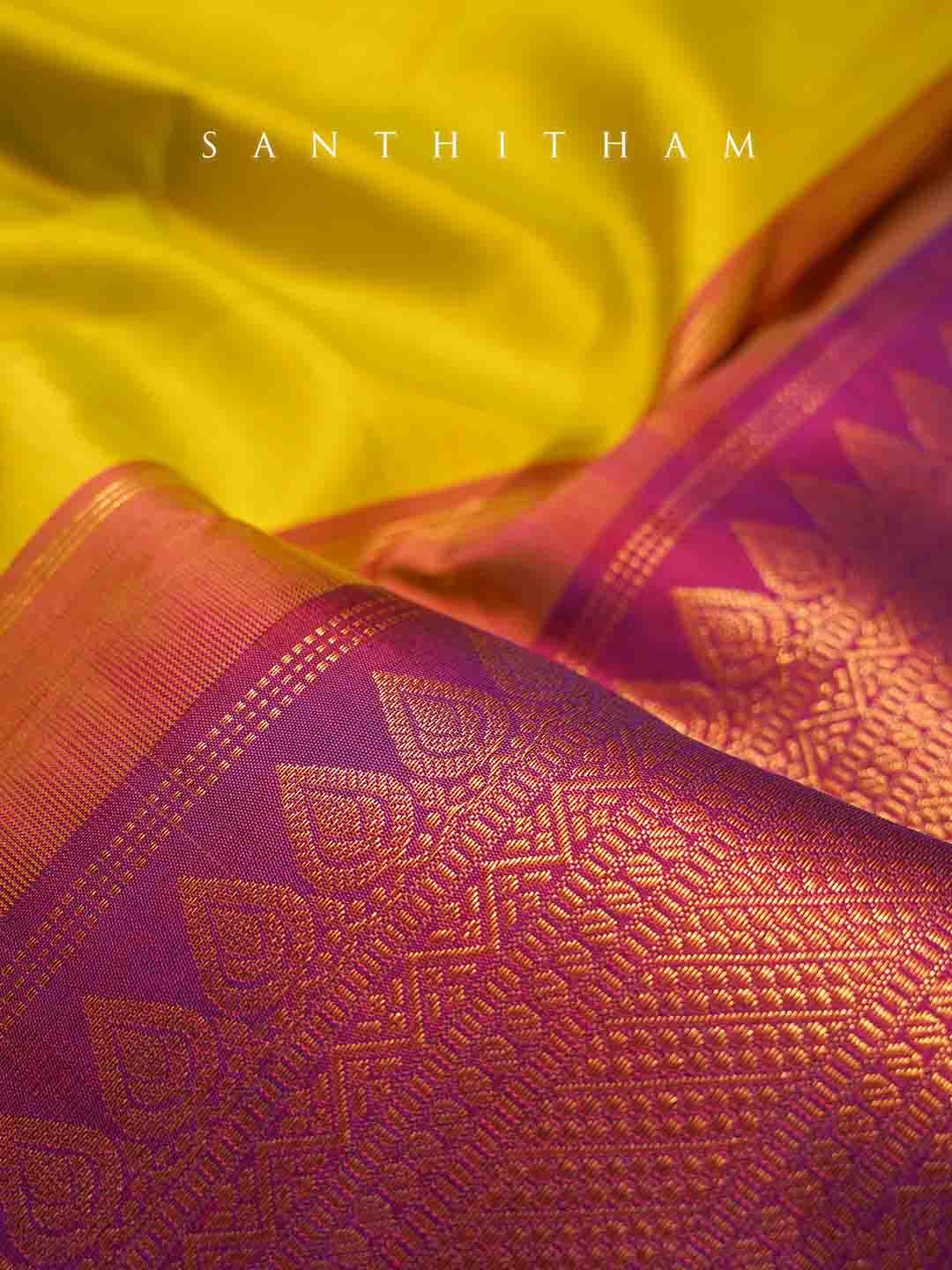 Classic Mustard and Purple Silk Saree