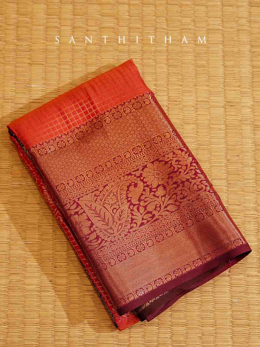 Crimson Red and Maroon Semi Silk Saree