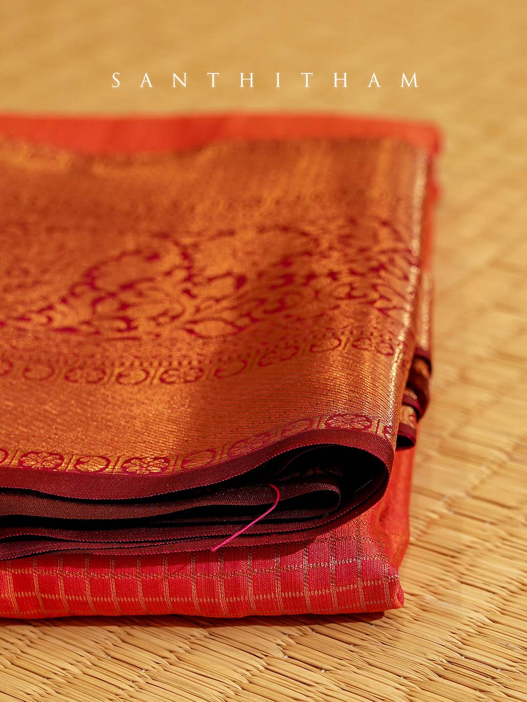 Crimson Red and Maroon Semi Silk Saree