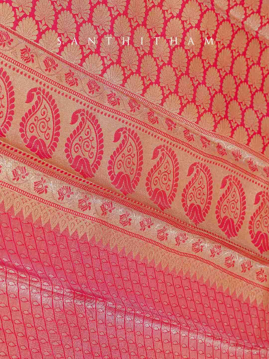 Light Red Tissue Saree