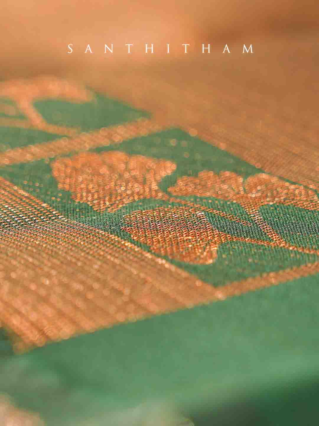 Pinkish Red and Forest Green Semi Silk Saree