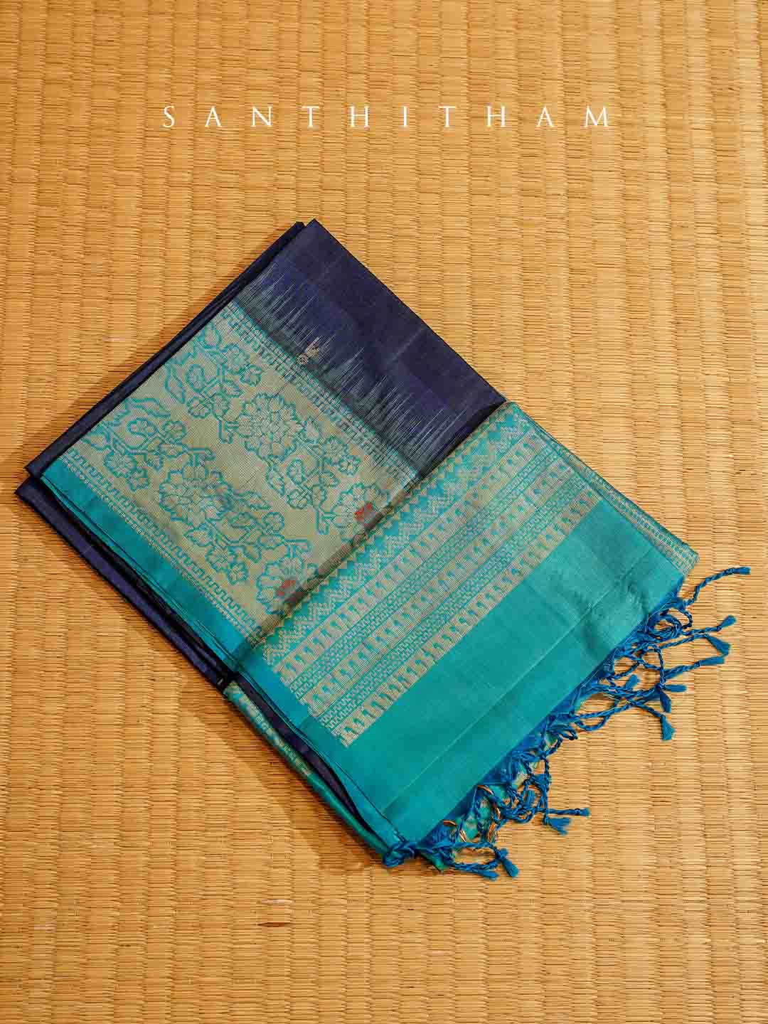 Violet and Powder Blue Soft Silk Saree