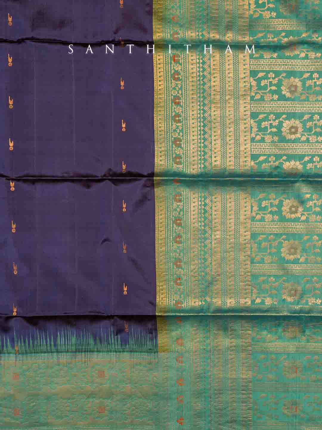 Violet and Powder Blue Soft Silk Saree