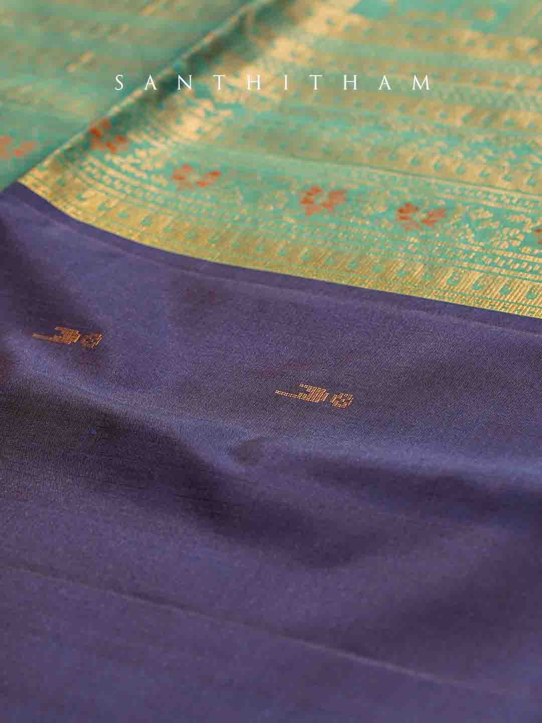 Violet and Powder Blue Soft Silk Saree