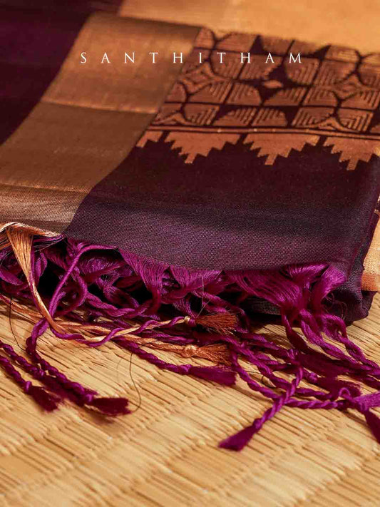 Plum and Sandal Soft Silk Saree