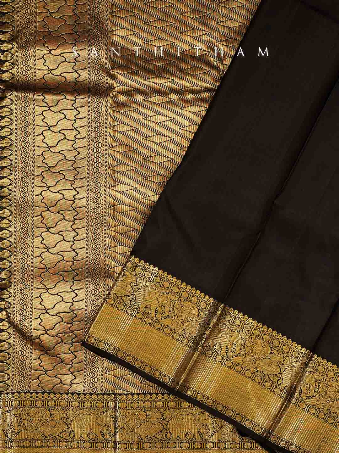 Pineapple Yellow and Dark chocolate Silk Saree