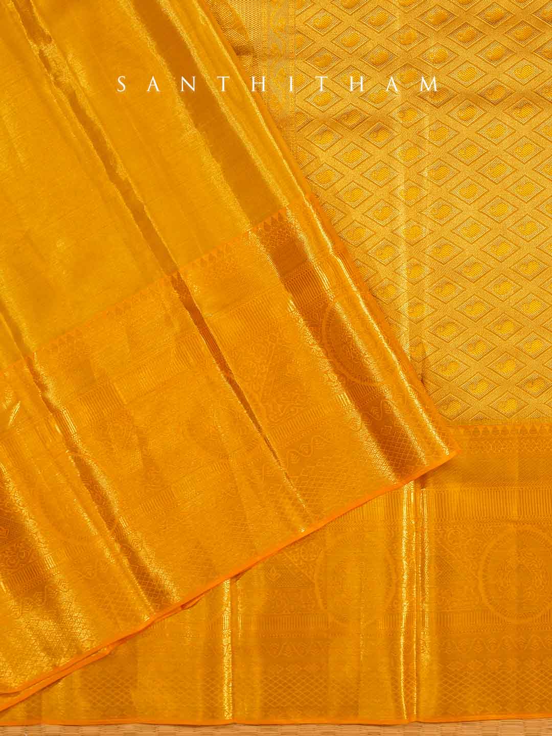 Exquisite Golden Yellow Silk Saree