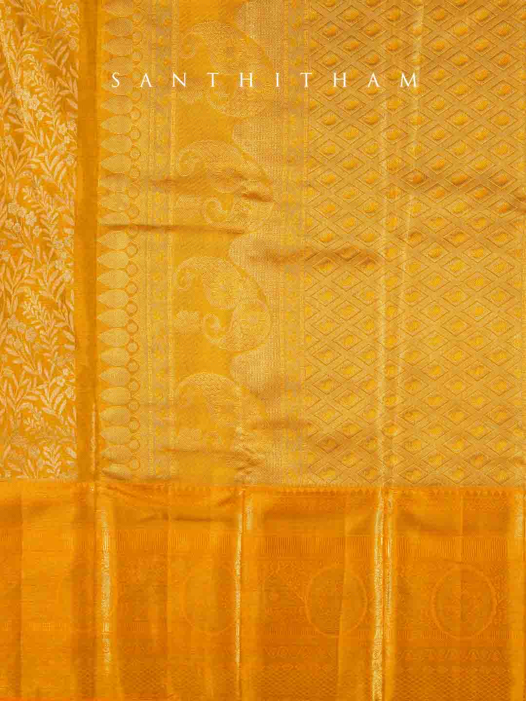 Exquisite Golden Yellow Silk Saree