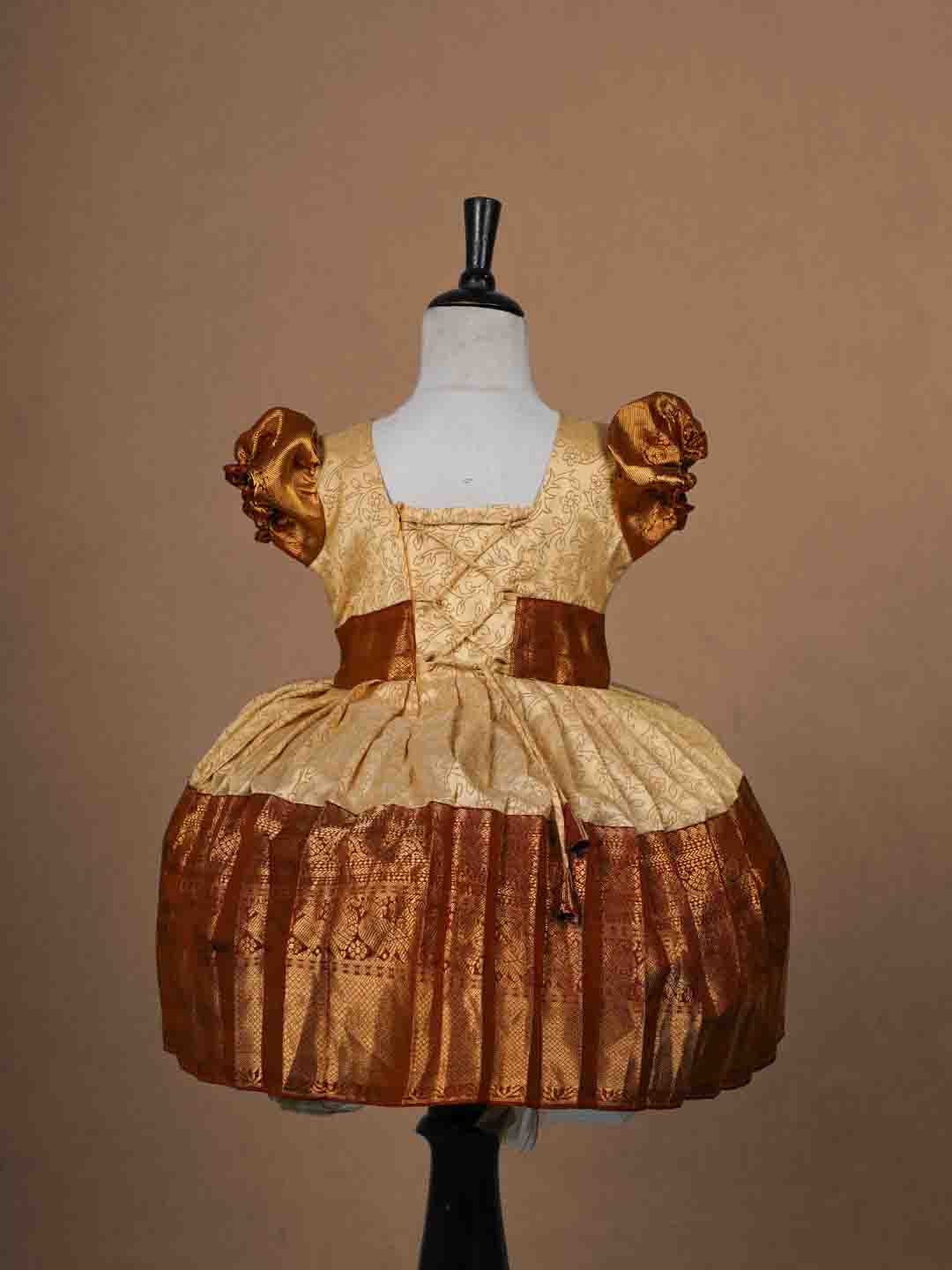 Elegant Gold and Copper Raw Silk Children's Gown