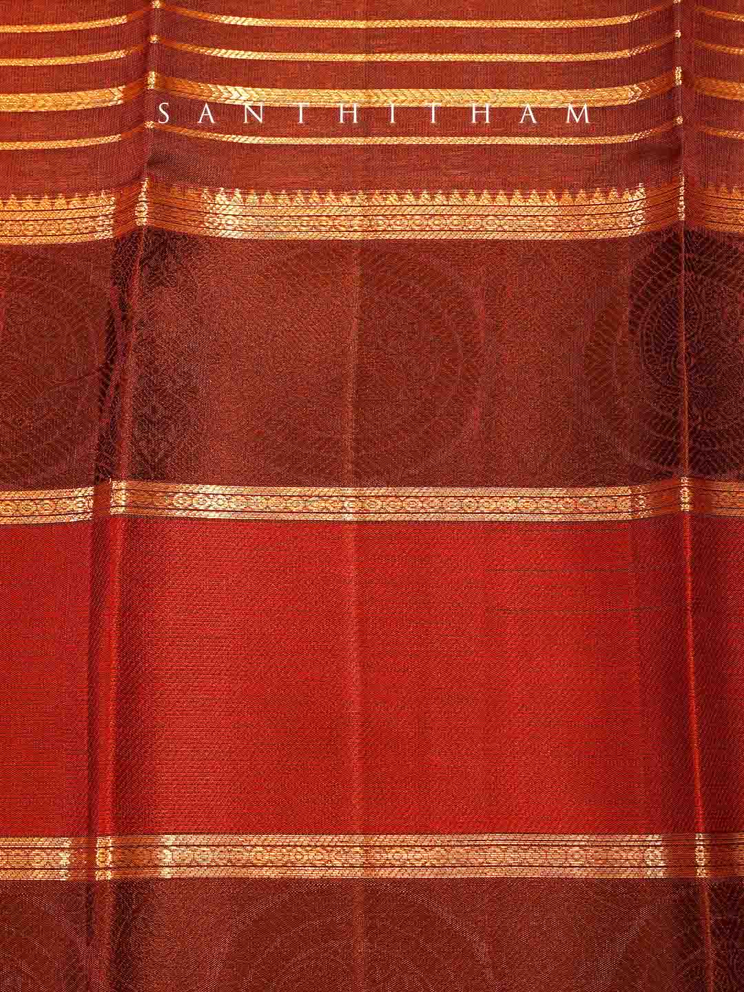 Gold and Chocolate Brown Silk Saree