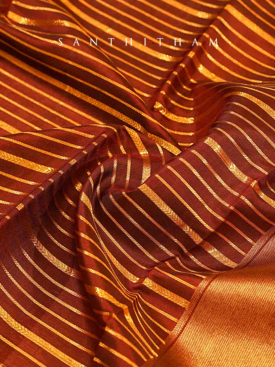 Gold and Chocolate Brown Silk Saree