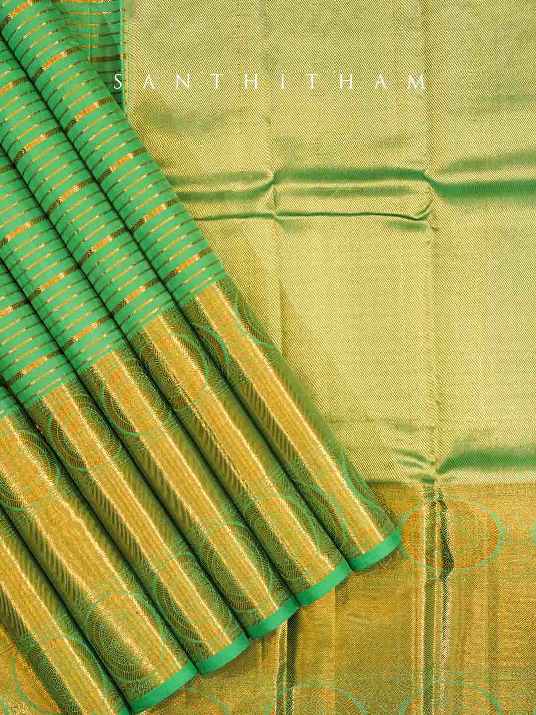 Pear Green and Parakeet Green Silk Saree