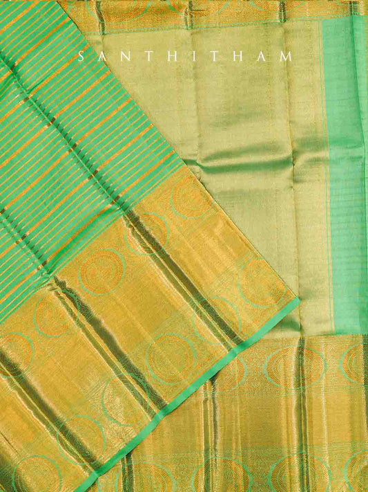 Pear Green and Parakeet Green Silk Saree