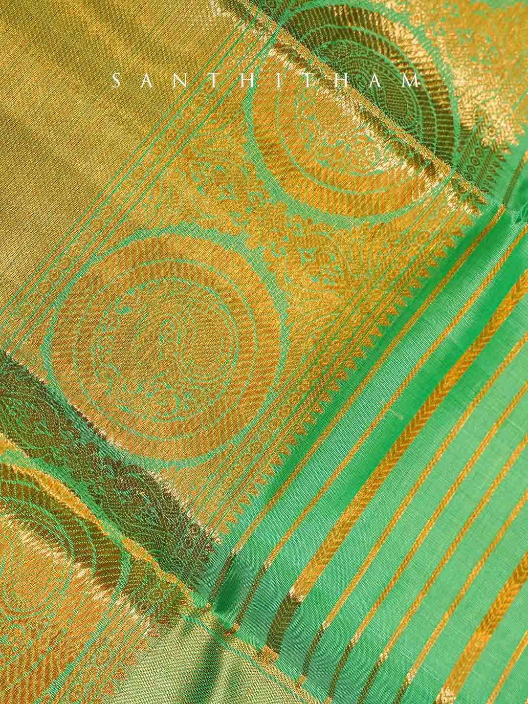 Pear Green and Parakeet Green Silk Saree