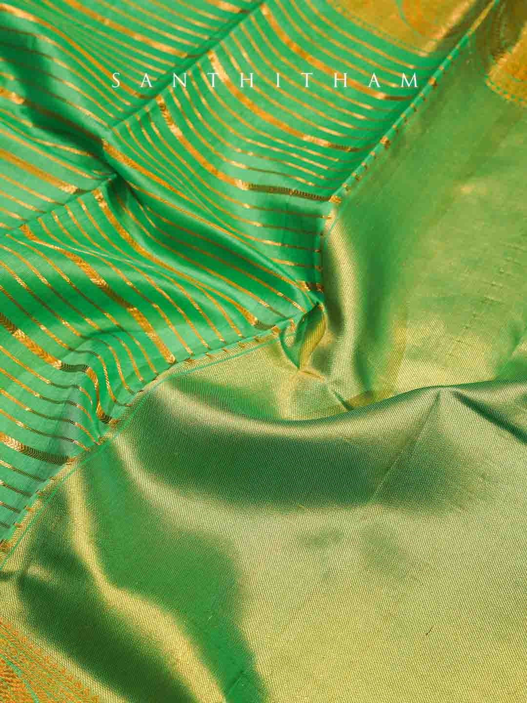 Pear Green and Parakeet Green Silk Saree