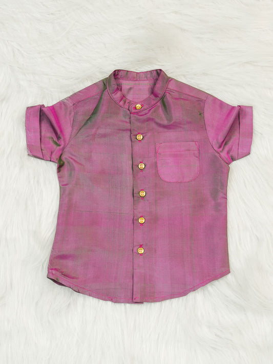 Purplish Pink Kanchipuram Silk Baby boy shirt