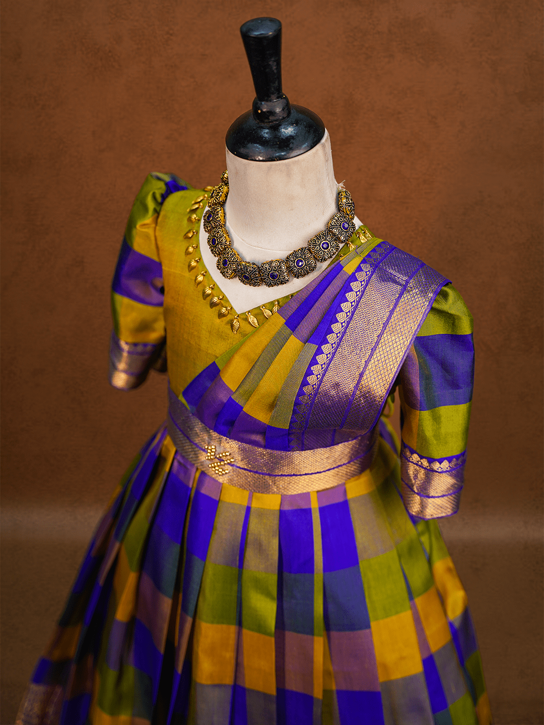 Checks Kanjivaram Silk Gown