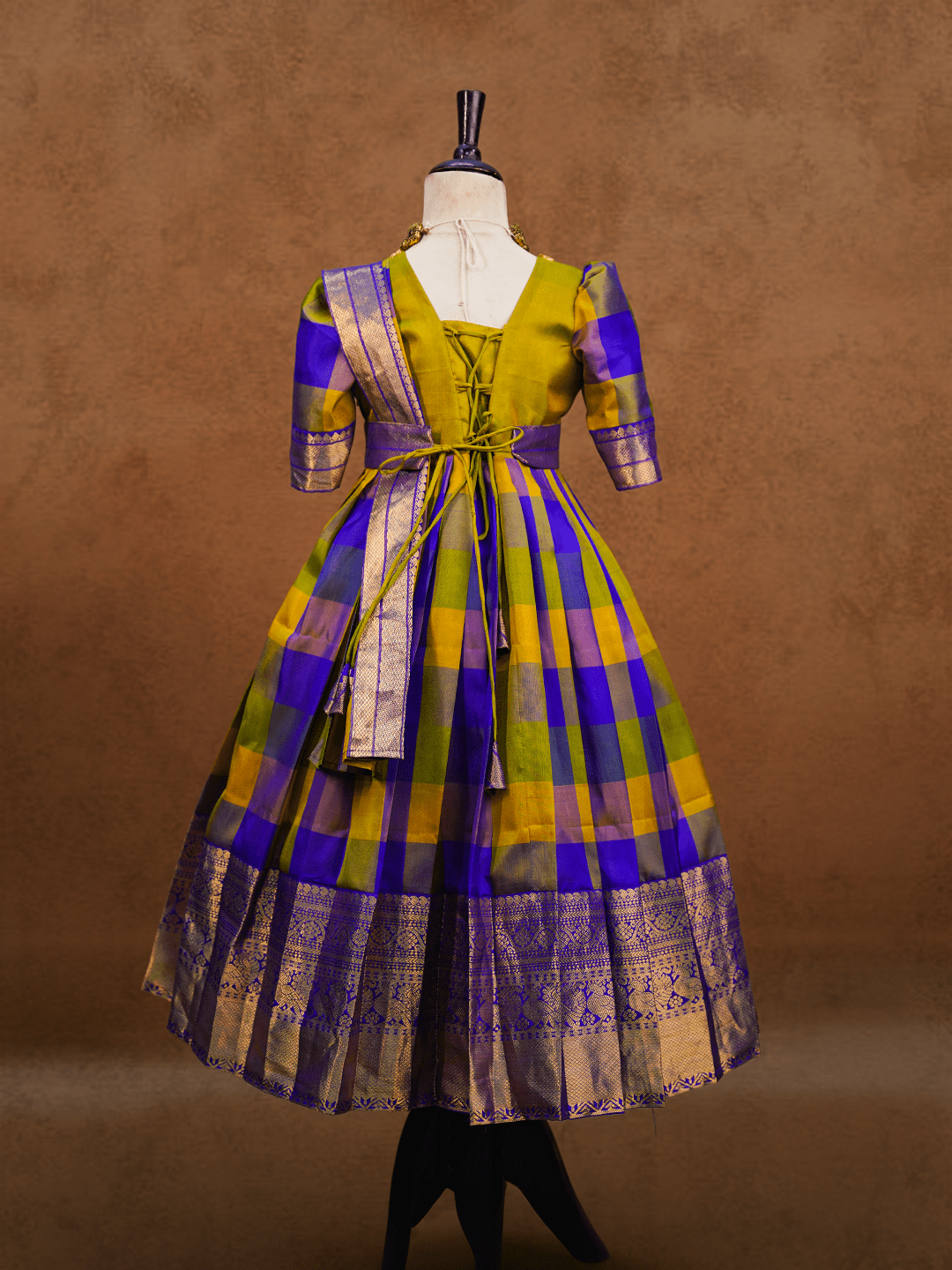 Checks Kanjivaram Silk Gown