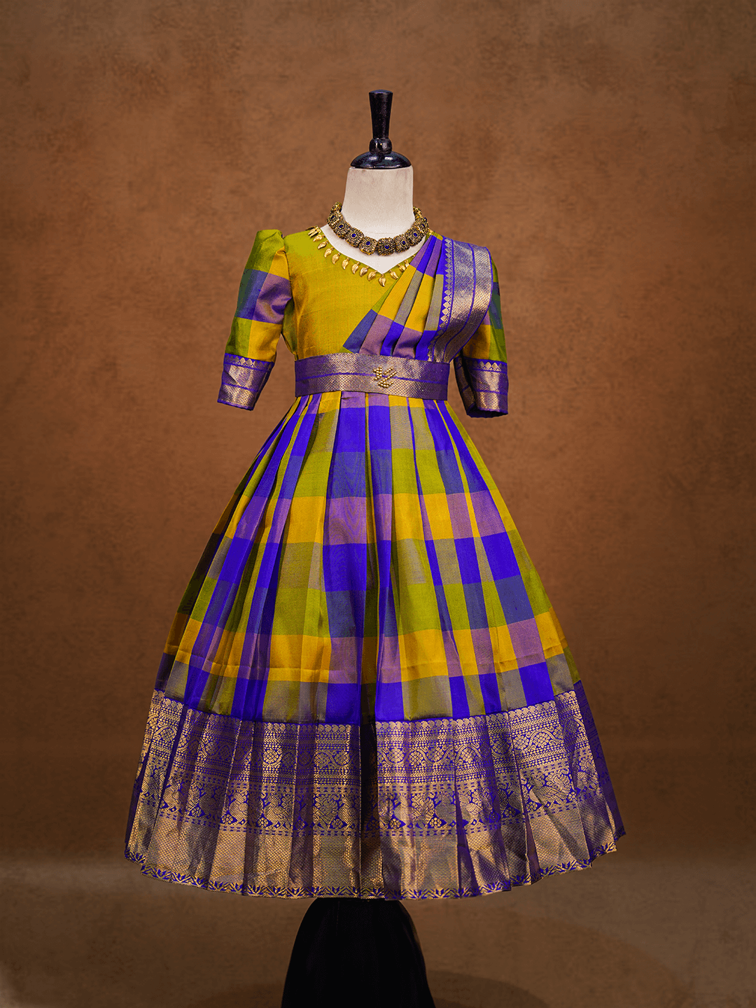 Checks Kanjivaram Silk Gown